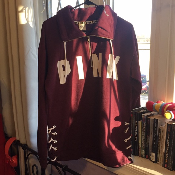 PINK Victoria's Secret Sweaters - Victoria's Secret PINK Quarter-Zip Sweatshirt